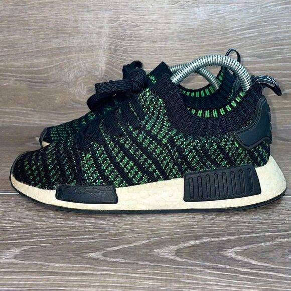 Adidas NMD R1 Primeknit Mens Size 5/Women’s Sz 6 Stealth Pack Noble Green Shoes - Picture 3 of 14